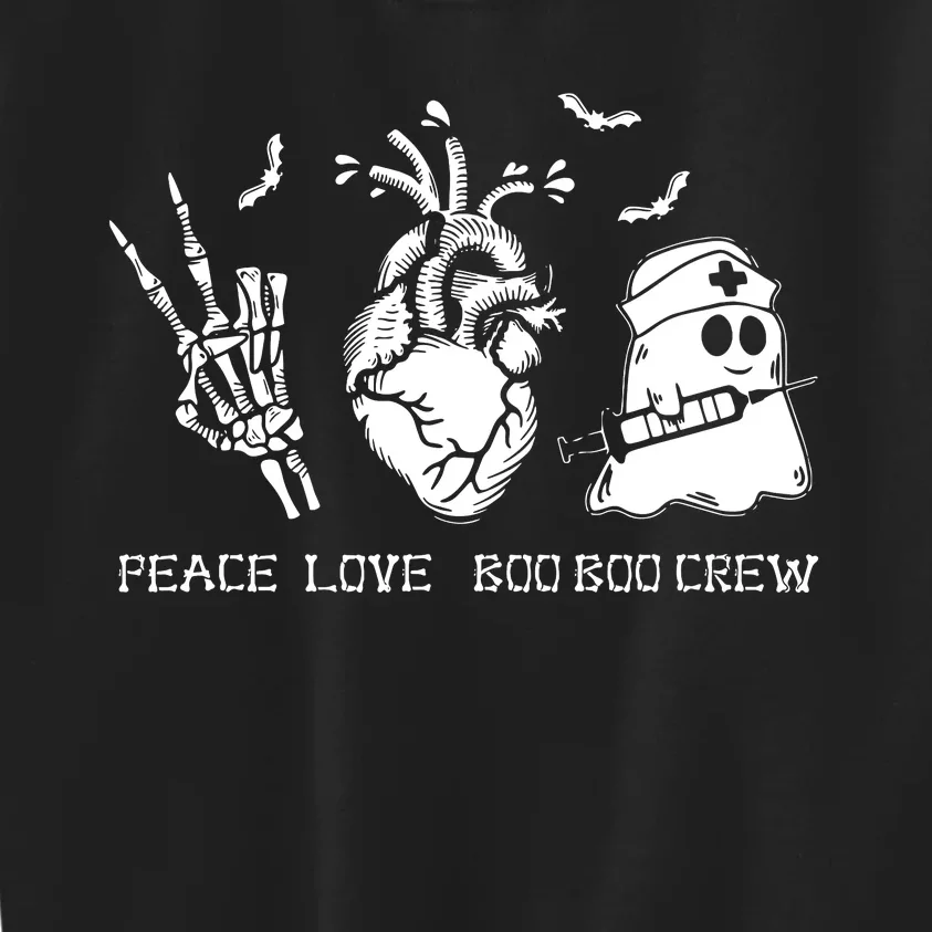 Peace Love Boo Boo Crew Lazy Halloween Costume Nurse Ghost Kids Sweatshirt