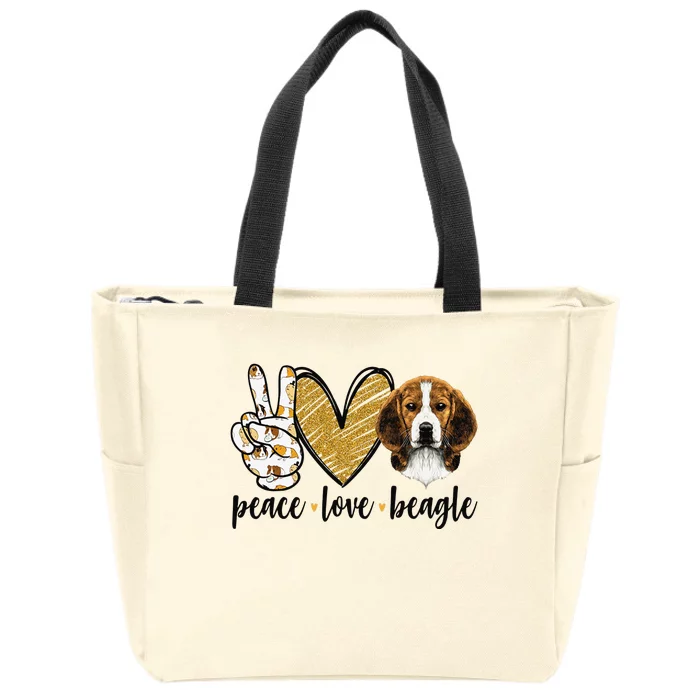 Peace Love Beagle Funny Gift Dog Lover Zip Tote Bag