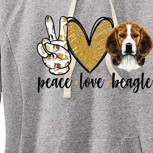 Peace Love Beagle Funny Gift Dog Lover Women's Fleece Hoodie