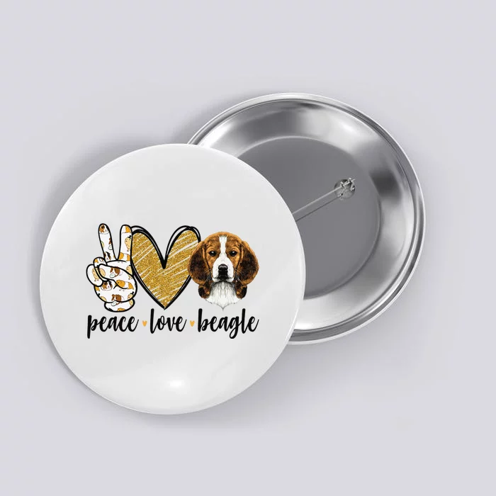 Peace Love Beagle Funny Gift Dog Lover Button