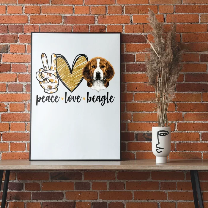 Peace Love Beagle Funny Gift Dog Lover Poster