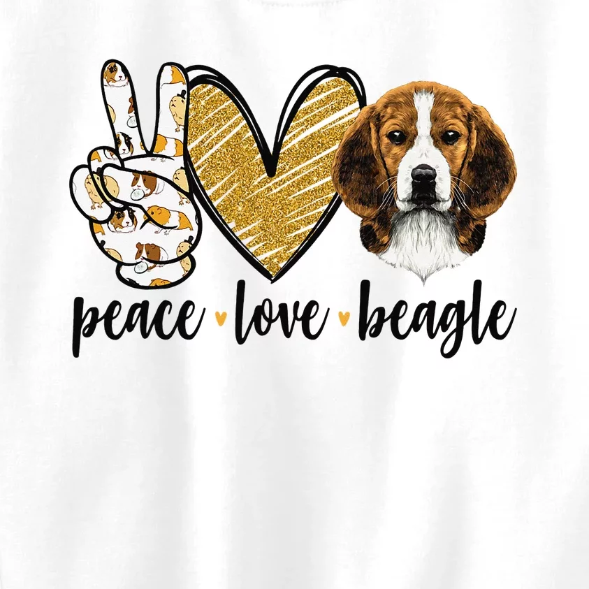 Peace Love Beagle Funny Gift Dog Lover Kids Sweatshirt