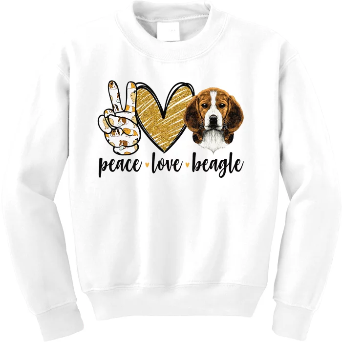 Peace Love Beagle Funny Gift Dog Lover Kids Sweatshirt