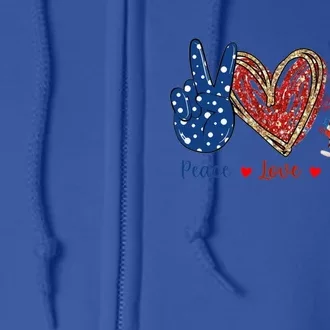 Peace Love Beagle Dog Patriotic America Flag 4th July Gift Full Zip Hoodie