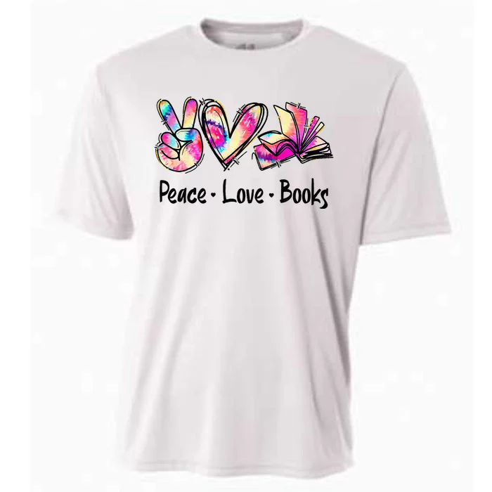 Peace Love Books Librarian Teacher Life Book Library Tie Dye Cooling Performance Crew T-Shirt