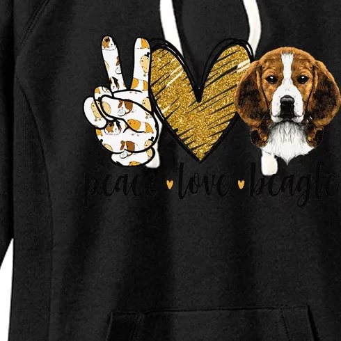 Peace Love Beagle Funny Gift Dog Lover Women's Fleece Hoodie