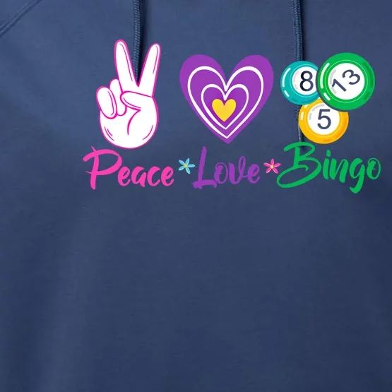 Peace Love Bingo Funny Lucky Bingo Gift Performance Fleece Hoodie