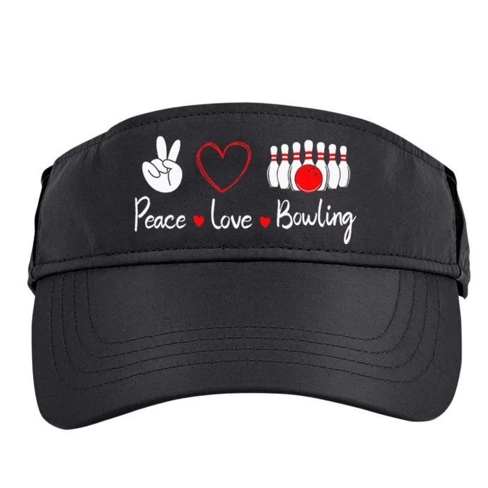 Peace Love Bowling Cute Bowling Lover Adult Drive Performance Visor