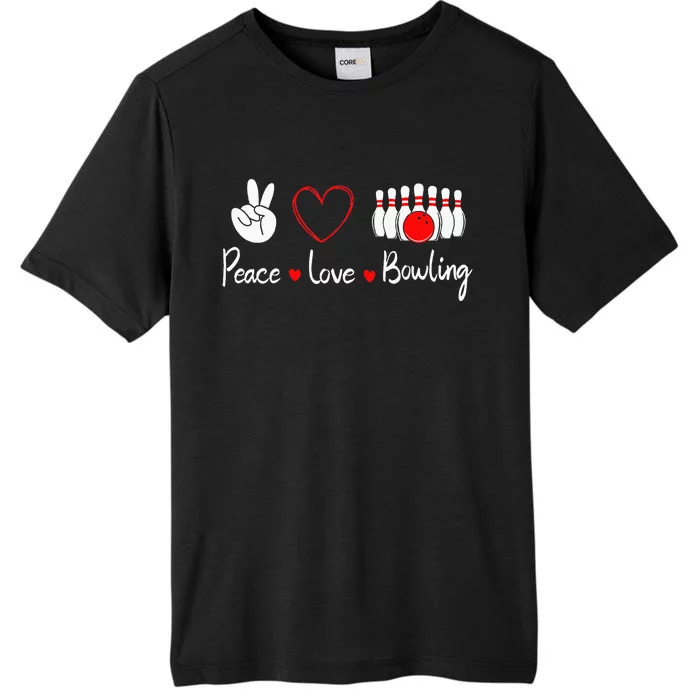 Peace Love Bowling Cute Bowling Lover ChromaSoft Performance T-Shirt