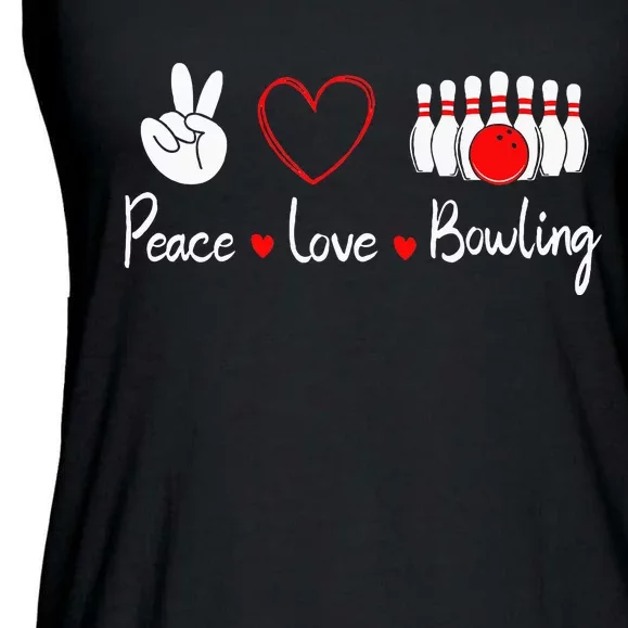 Peace Love Bowling Cute Bowling Lover Ladies Essential Flowy Tank