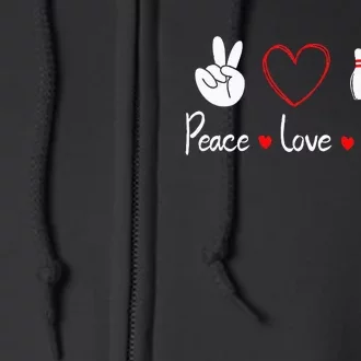 Peace Love Bowling Cute Bowling Lover Full Zip Hoodie