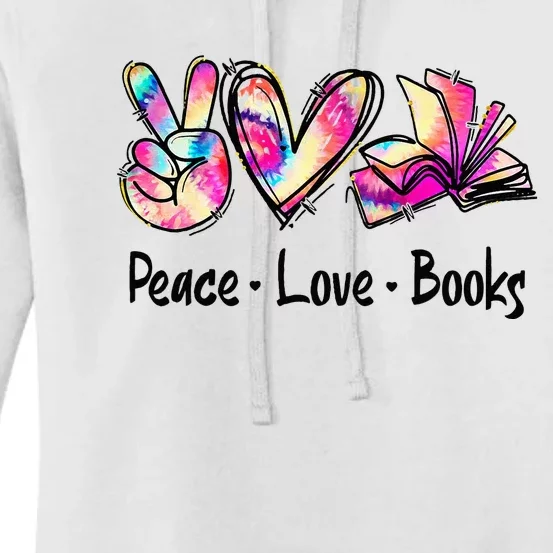 Peace Love Books Librarian Teacher Life Book Library Tie Dye Women's Pullover Hoodie