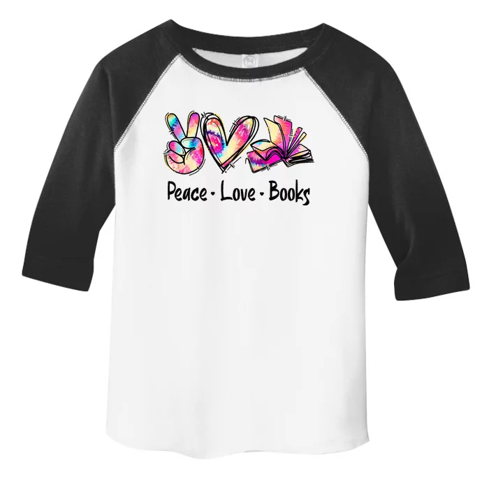 Peace Love Books Librarian Teacher Life Book Library Tie Dye Toddler Fine Jersey T-Shirt