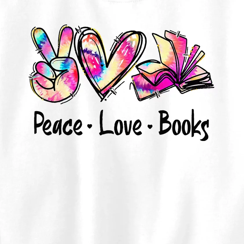 Peace Love Books Librarian Teacher Life Book Library Tie Dye Kids Sweatshirt