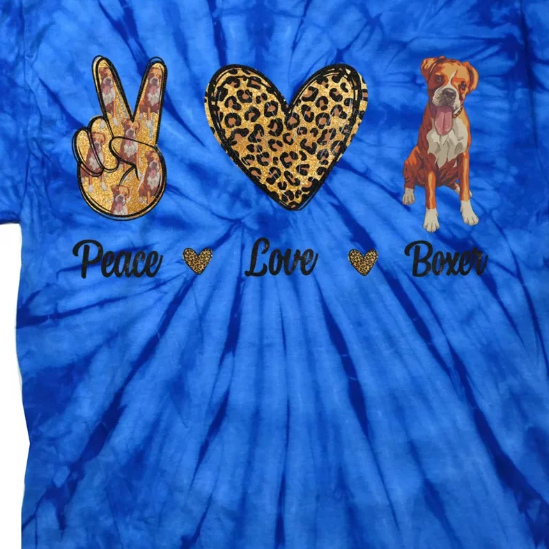 Peace Love Boxer Animal Lover Pet Dog Puppy Owner Leopard Funny Gift Tie-Dye T-Shirt