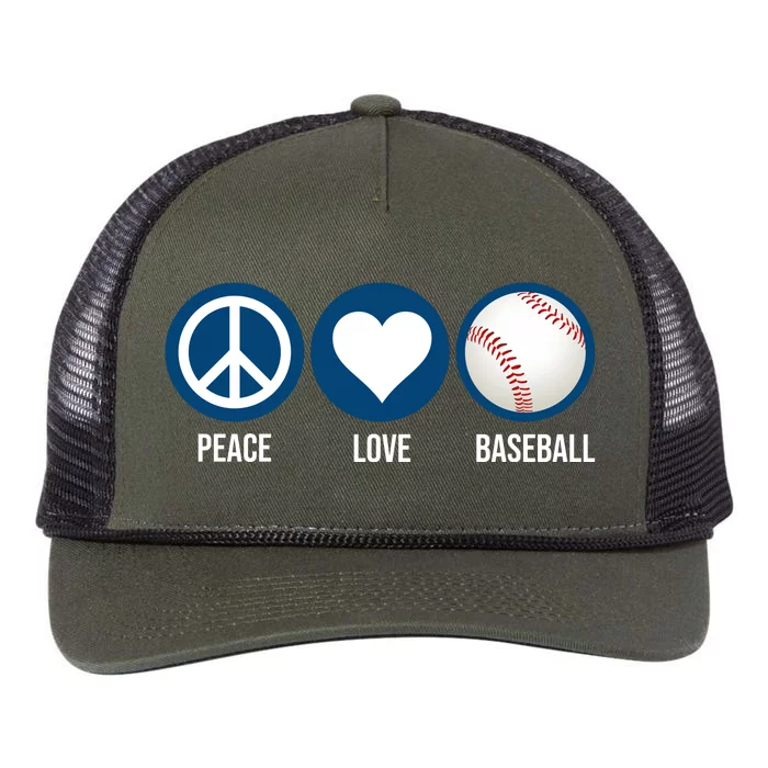 Peace Love Baseball Retro Rope Trucker Hat Cap