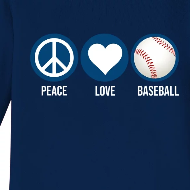 Peace Love Baseball Baby Long Sleeve Bodysuit