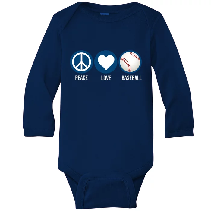 Peace Love Baseball Baby Long Sleeve Bodysuit