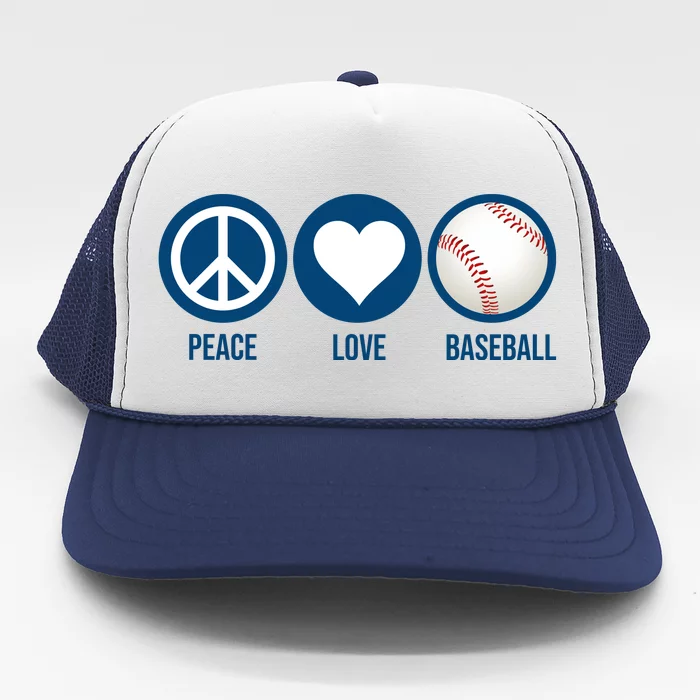 Peace Love Baseball Trucker Hat