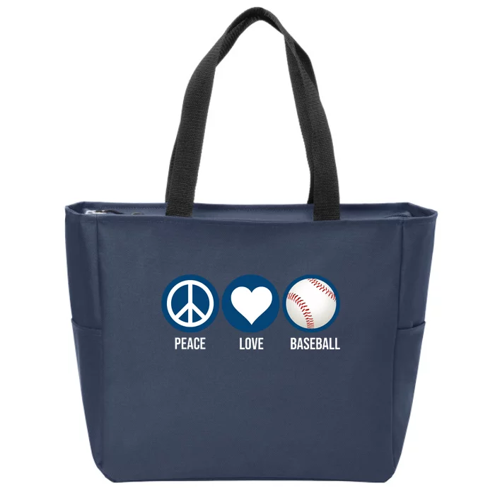 Peace Love Baseball Zip Tote Bag