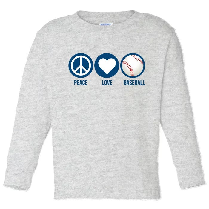 Peace Love Baseball Toddler Long Sleeve Shirt