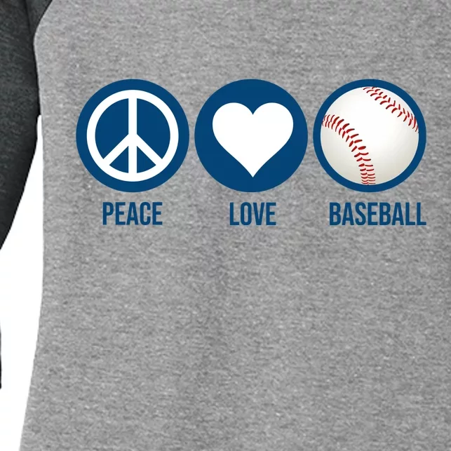 Peace Love Baseball Women's Tri-Blend 3/4-Sleeve Raglan Shirt