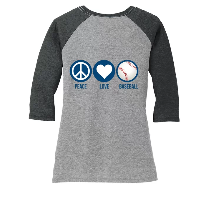 Peace Love Baseball Women's Tri-Blend 3/4-Sleeve Raglan Shirt