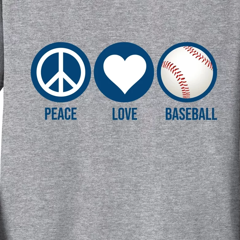 Peace Love Baseball Kids Long Sleeve Shirt