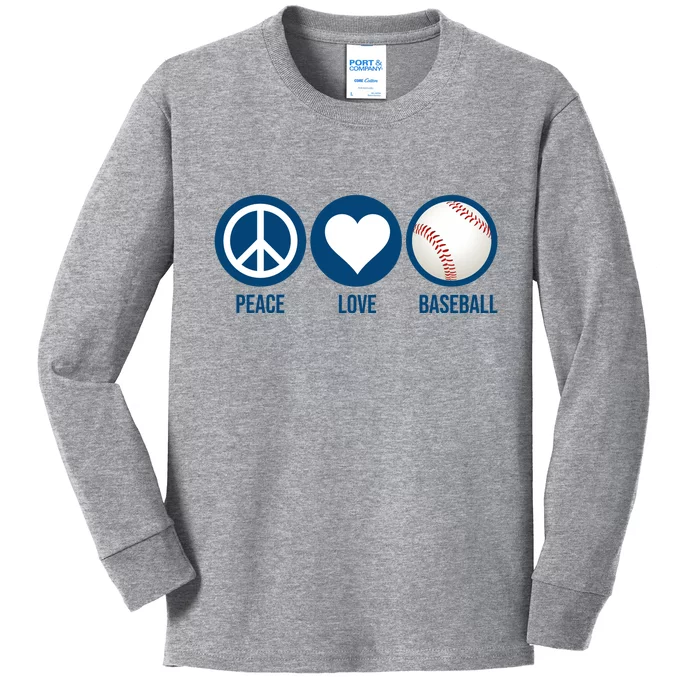 Peace Love Baseball Kids Long Sleeve Shirt