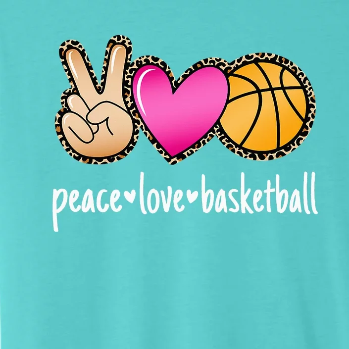 Peace Love Basketball Leopard Women Basketball ChromaSoft Performance T-Shirt