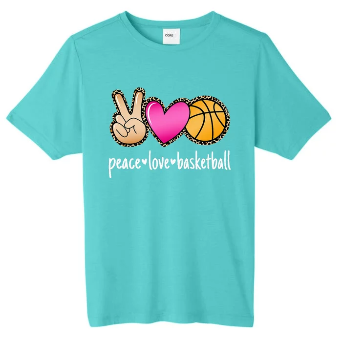 Peace Love Basketball Leopard Women Basketball ChromaSoft Performance T-Shirt