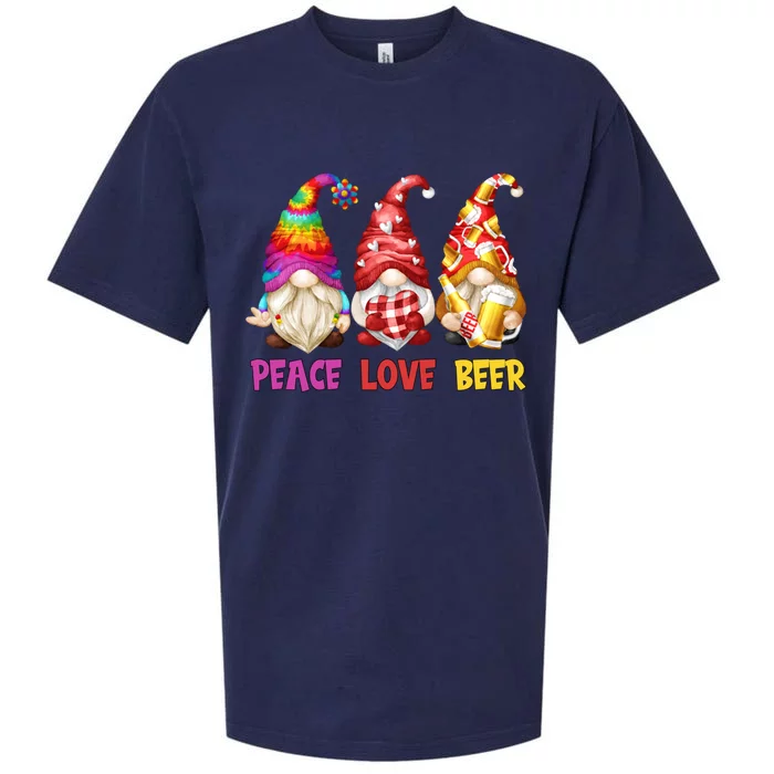 Peace Love Beer Funny Summer Gnomes Chillin With My Gnomies Gift Sueded Cloud Jersey T-Shirt