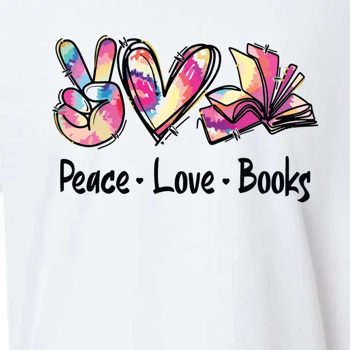 Peace Love Books Librarian Teacher Life Book Library Tie Dye Sueded Cloud Jersey T-Shirt