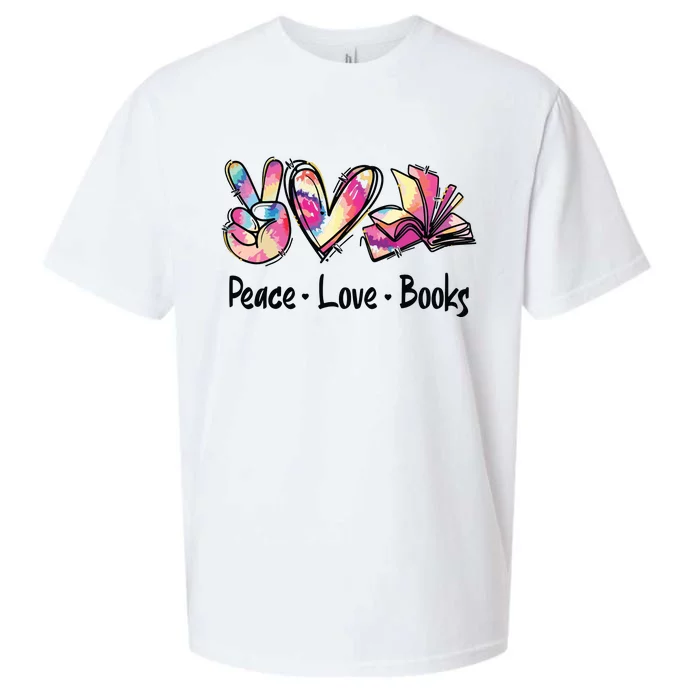 Peace Love Books Librarian Teacher Life Book Library Tie Dye Sueded Cloud Jersey T-Shirt