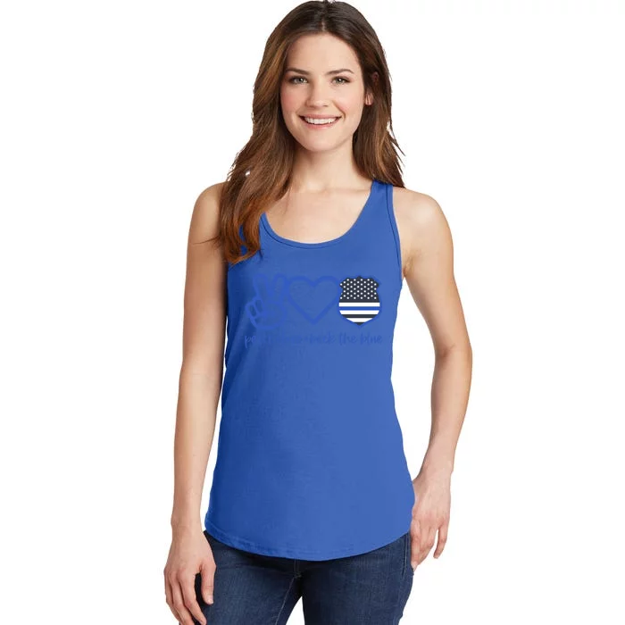 Peace Love Back The Blue Defend Support Police Officer Gift Great Gift Ladies Essential Tank