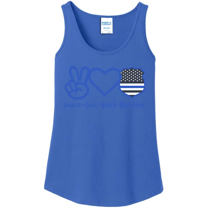 Peace Love Back The Blue Defend Support Police Officer Gift Great Gift Ladies Essential Tank