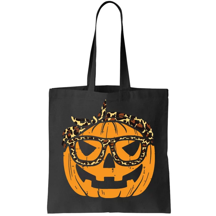 Pumpkin Leopard Bandana Cute Halloween Women Tote Bag