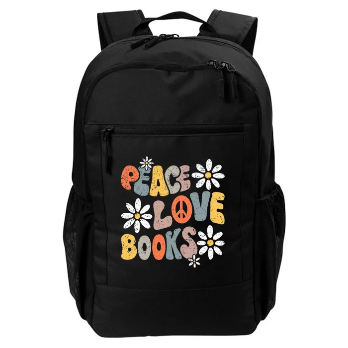 Peace Love Books Groovy Bookworm Book Nerd Reading Teacher Daily Commute Backpack