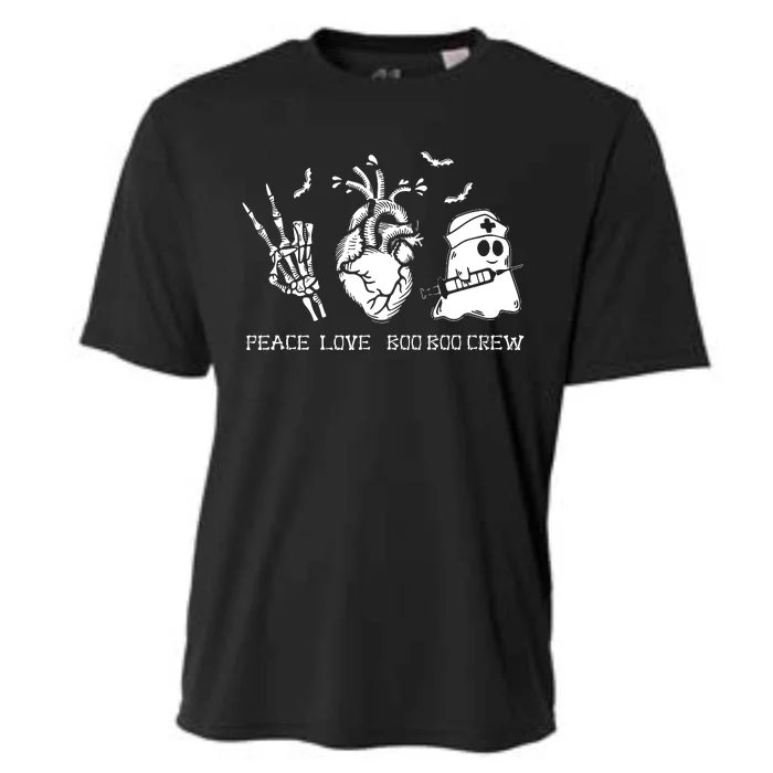 Peace Love Boo Boo Crew Lazy Halloween Costume Nurse Ghost Cooling Performance Crew T-Shirt