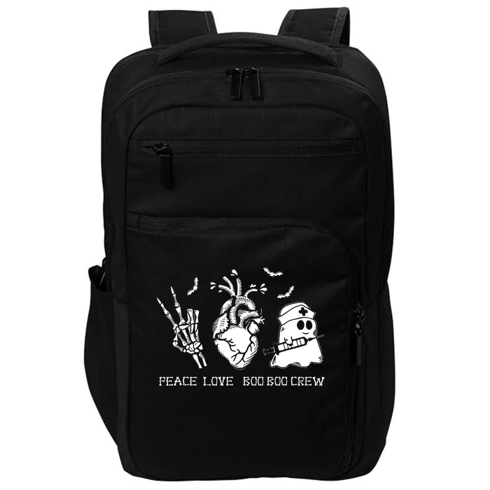 Peace Love Boo Boo Crew Lazy Halloween Costume Nurse Ghost Impact Tech Backpack