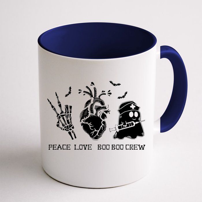 Peace Love Boo Boo Crew Lazy Halloween Costume Nurse Ghost Front & Back Coffee Mug