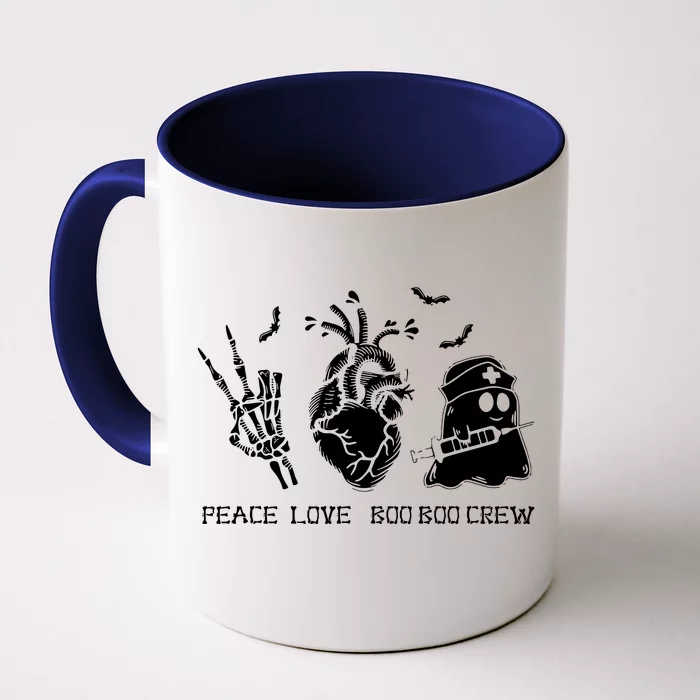 Peace Love Boo Boo Crew Lazy Halloween Costume Nurse Ghost Front & Back Coffee Mug