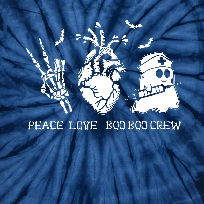 Peace Love Boo Boo Crew Lazy Halloween Costume Nurse Ghost Tie-Dye T-Shirt