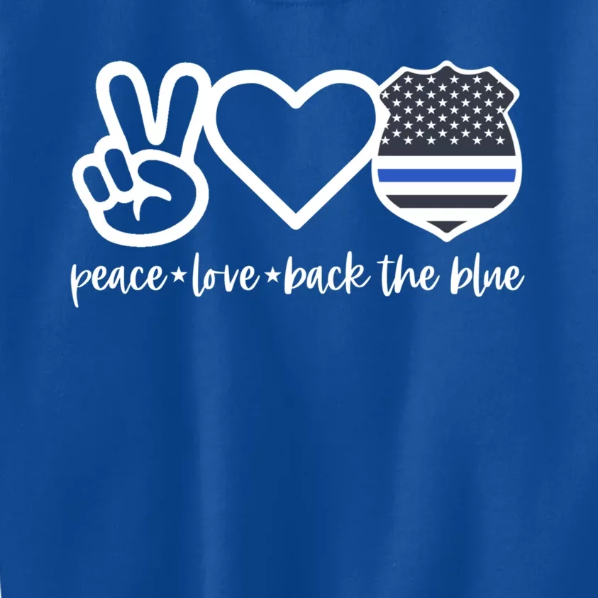 Peace Love Back The Blue Defend Support Police Officer Gift Kids Sweatshirt