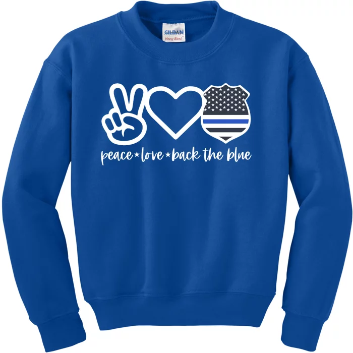 Peace Love Back The Blue Defend Support Police Officer Gift Kids Sweatshirt