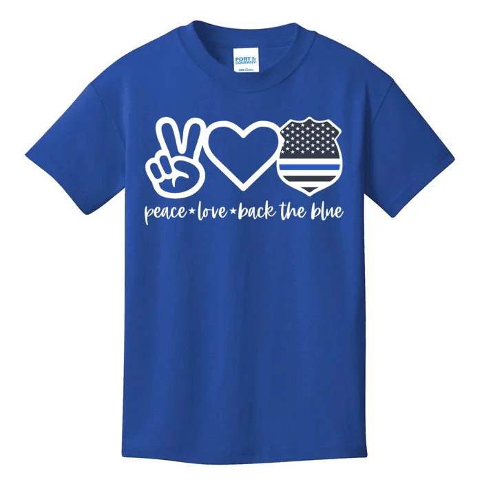 Peace Love Back The Blue Defend Support Police Officer Gift Kids T-Shirt