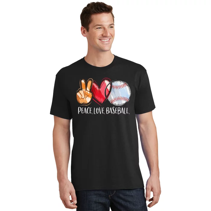 Peace Love Baseball Player  Baseball Fan Baseball T-Shirt