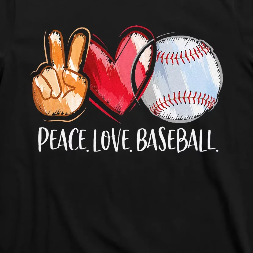 Peace Love Baseball Player  Baseball Fan Baseball T-Shirt