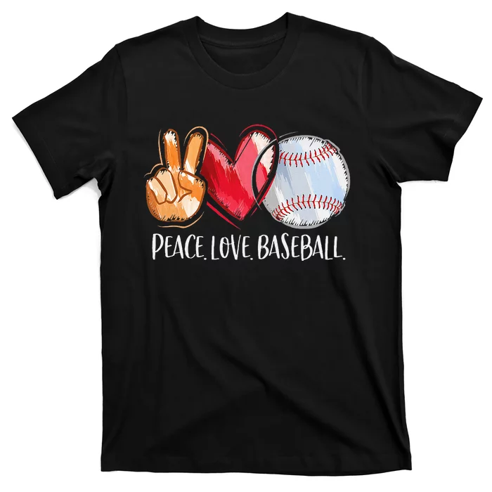 Peace Love Baseball Player  Baseball Fan Baseball T-Shirt