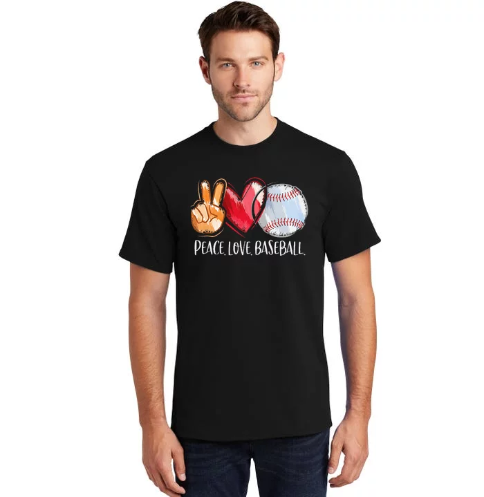 Peace Love Baseball Player  Baseball Fan Baseball Tall T-Shirt